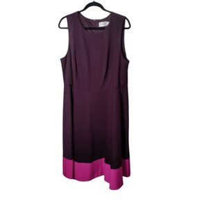 Eliza J Plum Dress with Fuchsia Hem Colorblock